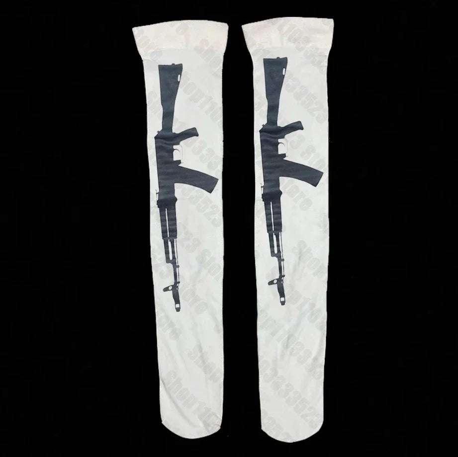Goth cross Over Knee Long Socks